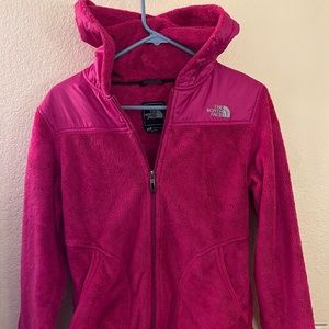 The north face fleece zip up jacket womens size small pink like new condition